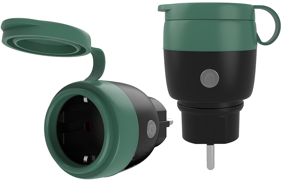 SnelShoppen - WLAN Smart Socket Type E (EU) 16A, 3680W - 2-Pack - Energiezuinige Wi-Fi Stekker voor Binnen en Buiten, Perfect voor Tuin, Verlichting,