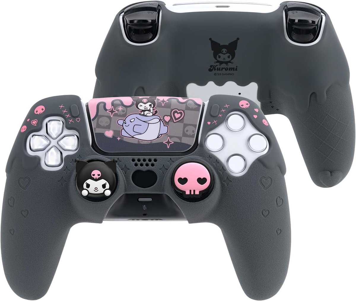 Thijox - Siliconen PS5 Controller Cover Skin Set - Anti-Slip Beschermhoes voor Draadloze Controller - Inclusief 2 Duim Grip Caps en 1 Sticker - Zacht