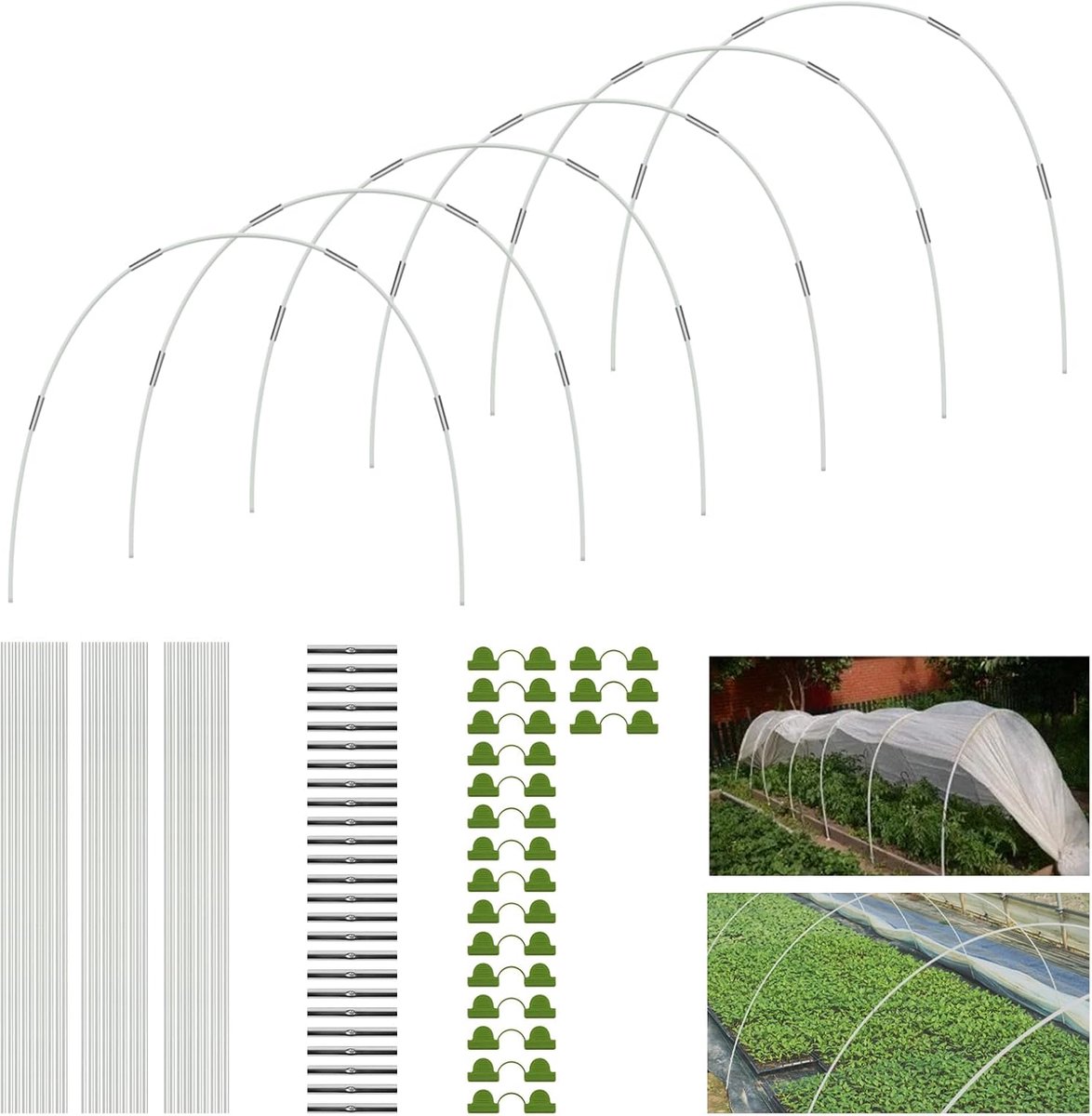 SnelShoppen - 30 Stuks Tuin Hoepels voor Groentetuin - 17 Inch Afneembare Fiberglas Ondersteuningsframes - Groenehuis Tunnels voor Planten, Schaduwdoe