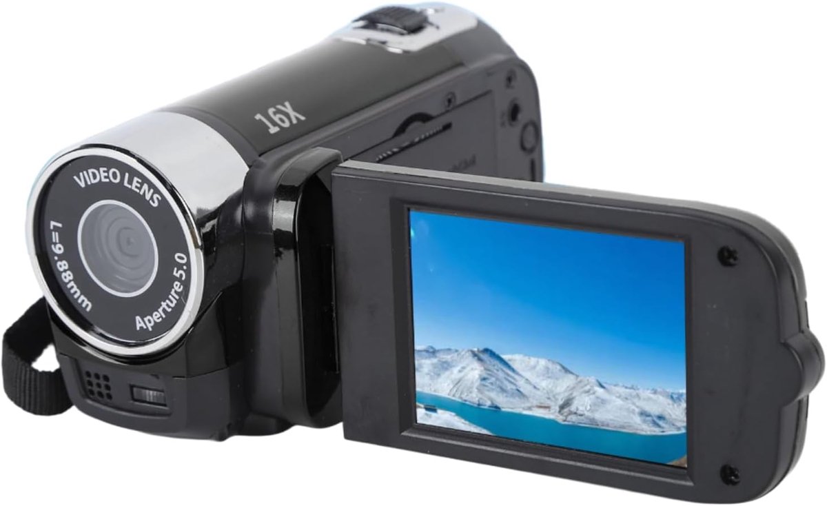 SnelShoppen - Video Camera Camcorder 1080P HD Digitale Recorder met 16MP, 2.7 Inch Rotatiescherm, 16x Digitale Zoom, USB Kabel (Zwart)
