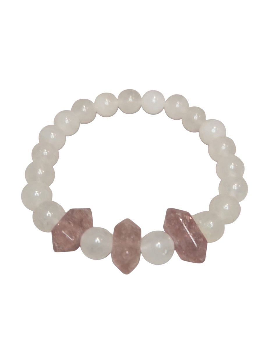 maansteen met aardbeienkwarts armband.