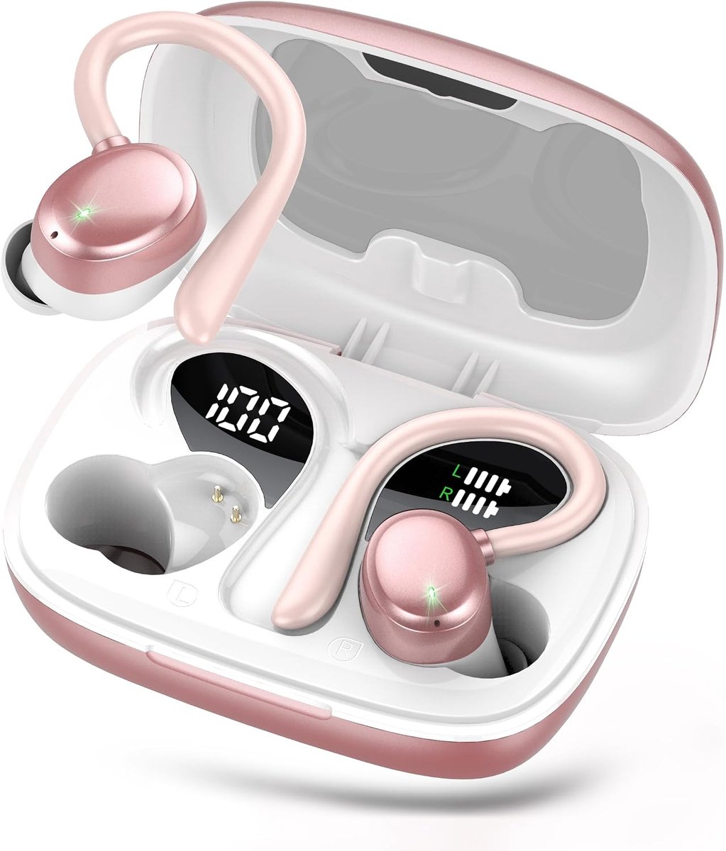 SnelShoppen - Bluetooth 5.3 Headphones Draadloos, 72 Uur Speeltijd, HiFi Stereo, Noise Cancelling 40dB, Sport Hoofdtelefoon, IPX7 Waterproof, LED Disp