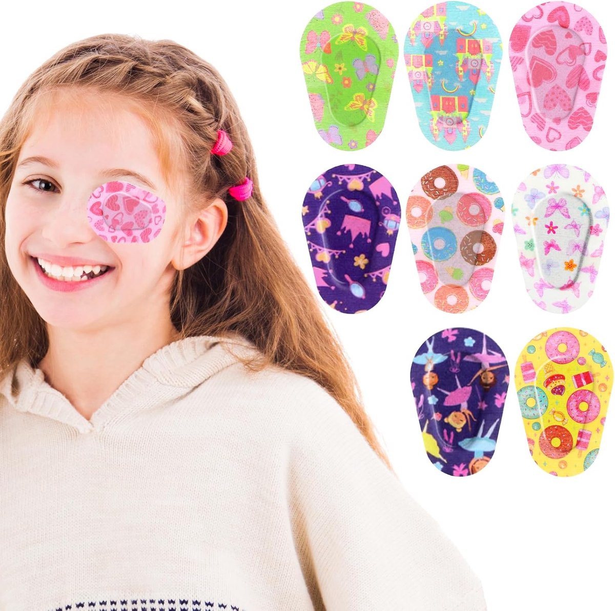 SnelShoppen - Pack van 24 Verpakkingen Adhesieve Oogpatches, Wegwerpmateriaal, Ademend, Schattige Cartoon Ontwerpen, Lichtblokkering voor Kinderen en
