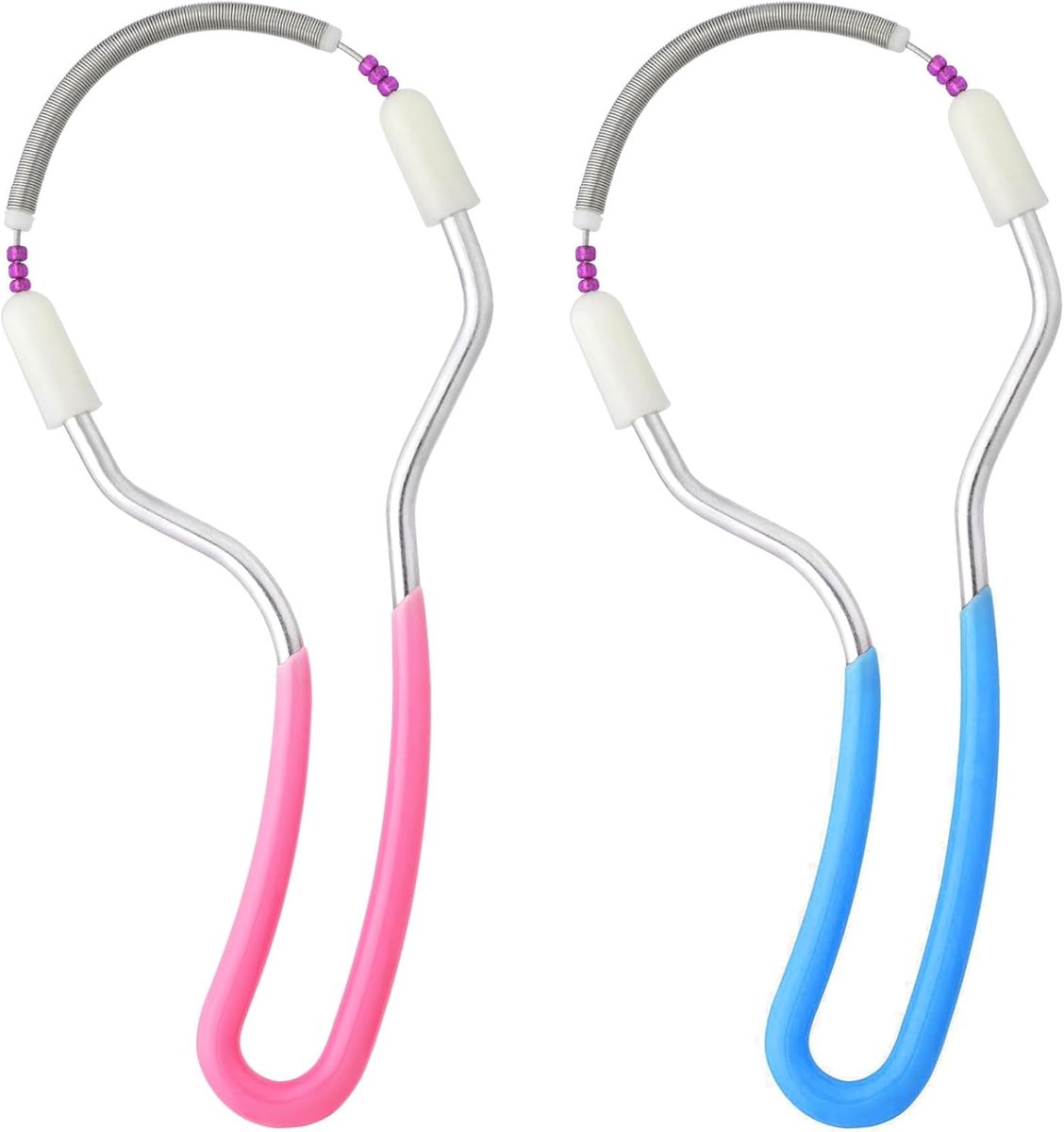 SnelShoppen - 2 Stuks Dames Gezichtsepilator - Draagbare RVS Spring Epilator voor Haarverwijdering Bovenlip, Kin en Wangen - Roze & Blauw