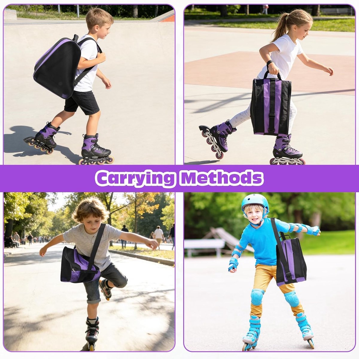 SnelShoppen - Grote Roller Skates Tas voor Kinderen - Unisex IJs Skating Tas met Verstelbare Schouderband - Oxford Stof - Ideaal voor Jongens en Meisj