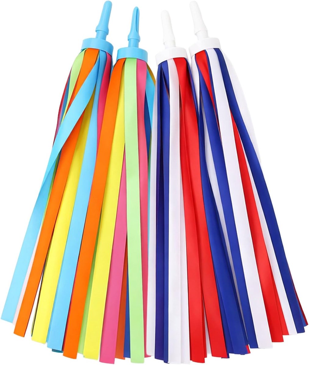 SnelShoppen - 2 Stuks Fiets Streamers Kwastjes Kleurrijke Linten Accessoires voor Fiets, Scooter, Driewieler, Decoraties, Levendige Kleuren voor Kinde