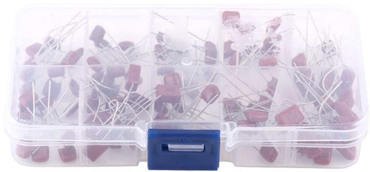 Condensatorenset 10 nF - 470 nF - Inclusief opbergdoos - 100 stuks - Elektronische componenten - Hoge kwaliteit - Geschikt voor