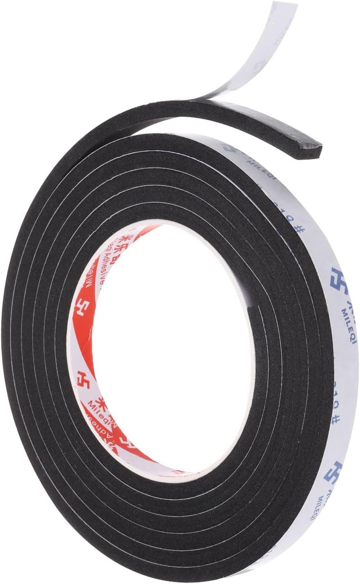 SnelShoppen - 2m Sealing Foam Tape, 1cm Breed, 5mm Dik, Enkelzijdige Weerstrip voor Deuren en Ramen, Zwart, Isolatie en Bescherming tegen Lucht en Wat