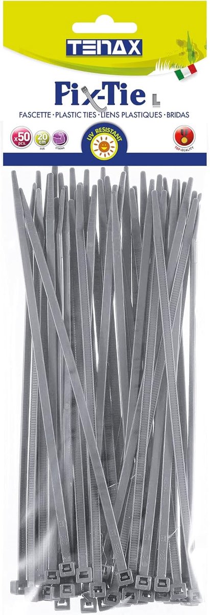 SnelShoppen - Multifunctionele Plastic Kabelbinders 20 cm - Grijs/Zilver - Inhoud 50 Stuks - Ideaal voor Tuin, Huis, Camping en Klussen
