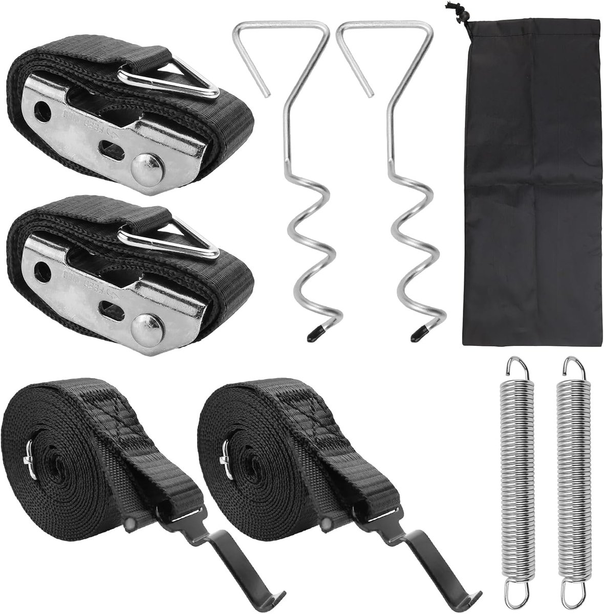 SnelShoppen - Storm Beschermingskit voor Luifel, Inclusief Grondankers, Straps en Haken, Universele Compatibiliteit voor Motorhome en Caravan Luifels,
