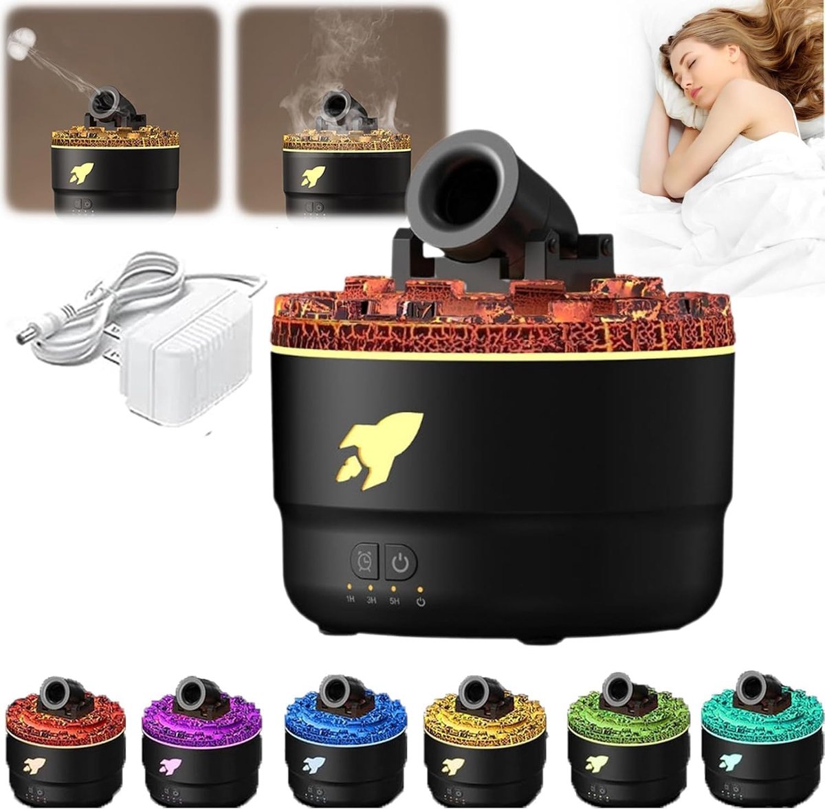 SnelShoppen - Cool Mist Aroma Diffuser 200ml - Waterdamp Luchtbevochtiger met Timer - Automatische Uitschakeling - Kleurrijke Aromatherapie voor Thuis