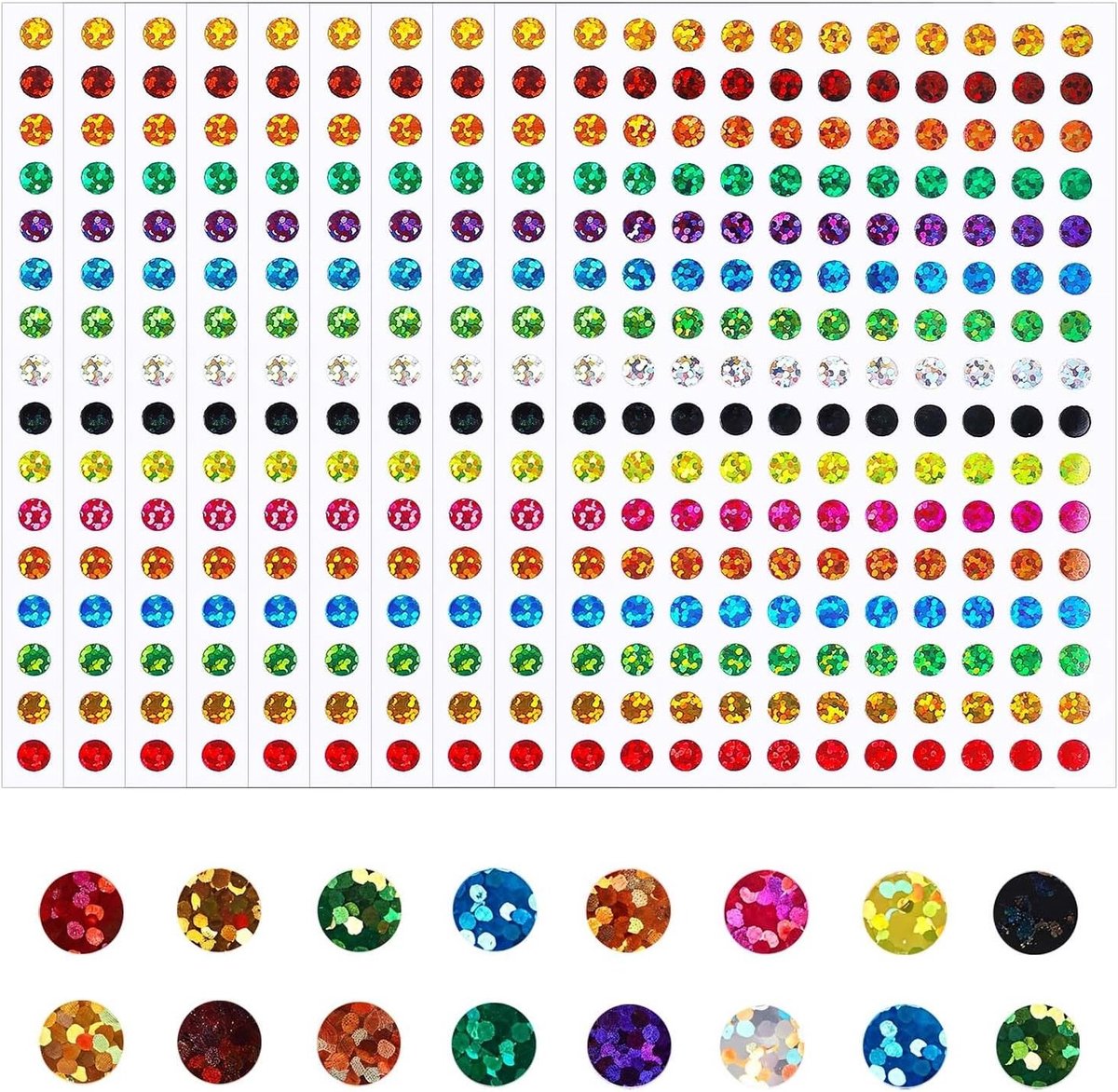 Kleurige zelfklevende stippenstickers, kleine ronde labels in 16 kleuren voor kantoor en klaslokaal, ideaal voor codering en organisatie