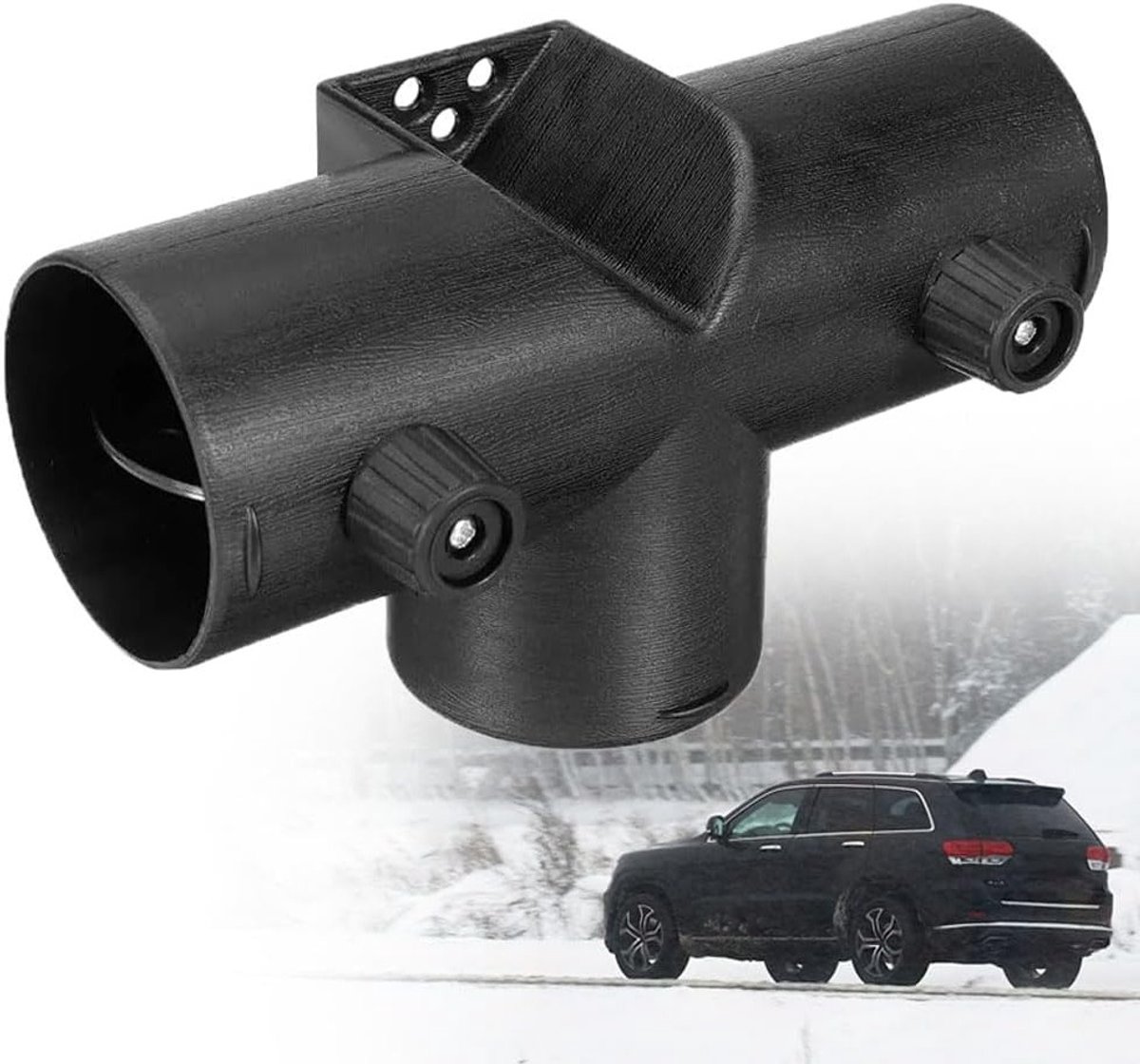 Luchtverwarmer T-stuk - Verwarming Accessoire - Luchtstroom Verdelen - Dubbele Regeling - 75 mm - Zwart