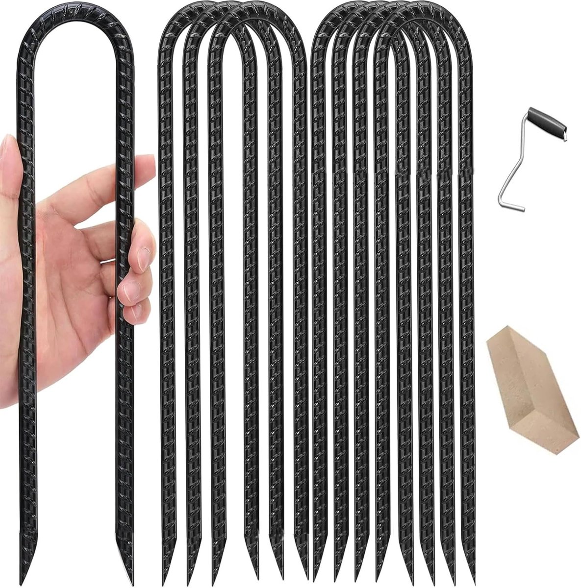 SnelShoppen - Pack van 8 Grondankers, Trampoline Grondpalen, Rvs Tentpinnen 30 cm, Stormvast, U-Haak Ontwerp, Ideaal voor Camping, Tuin en Buitensport