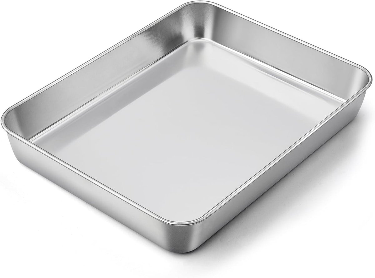 Roestvrijstalen bakplaat rechthoekige bakpan 31 5 x 24 6 x 4 8 cm diep voor taarten lasagne en brownies eenvoudig schoon te maken en vaatwasserbestendig