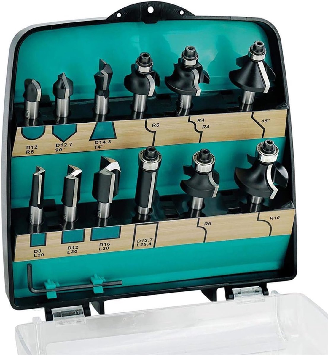 SnelShoppen - ENT 09010 Grooving Cutter Set - 12-delige Freesset met 8 Verschillende Snijders - Perfect voor Houtbewerking, Profielen en Afwerkingen