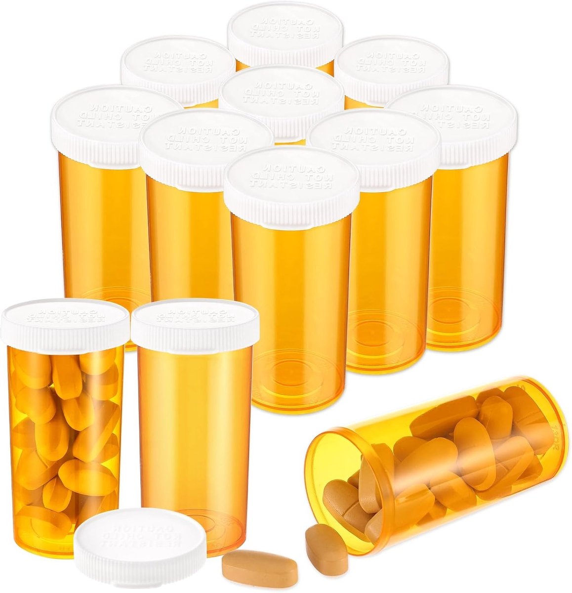 Plastic Lege Medicijnflessen - 13 Dramas, Kleine Flessen met Eenvoudige Doppen, Duidelijke Opbergcontainers voor Pillen en Organizers (9 Stuks, Oranje)