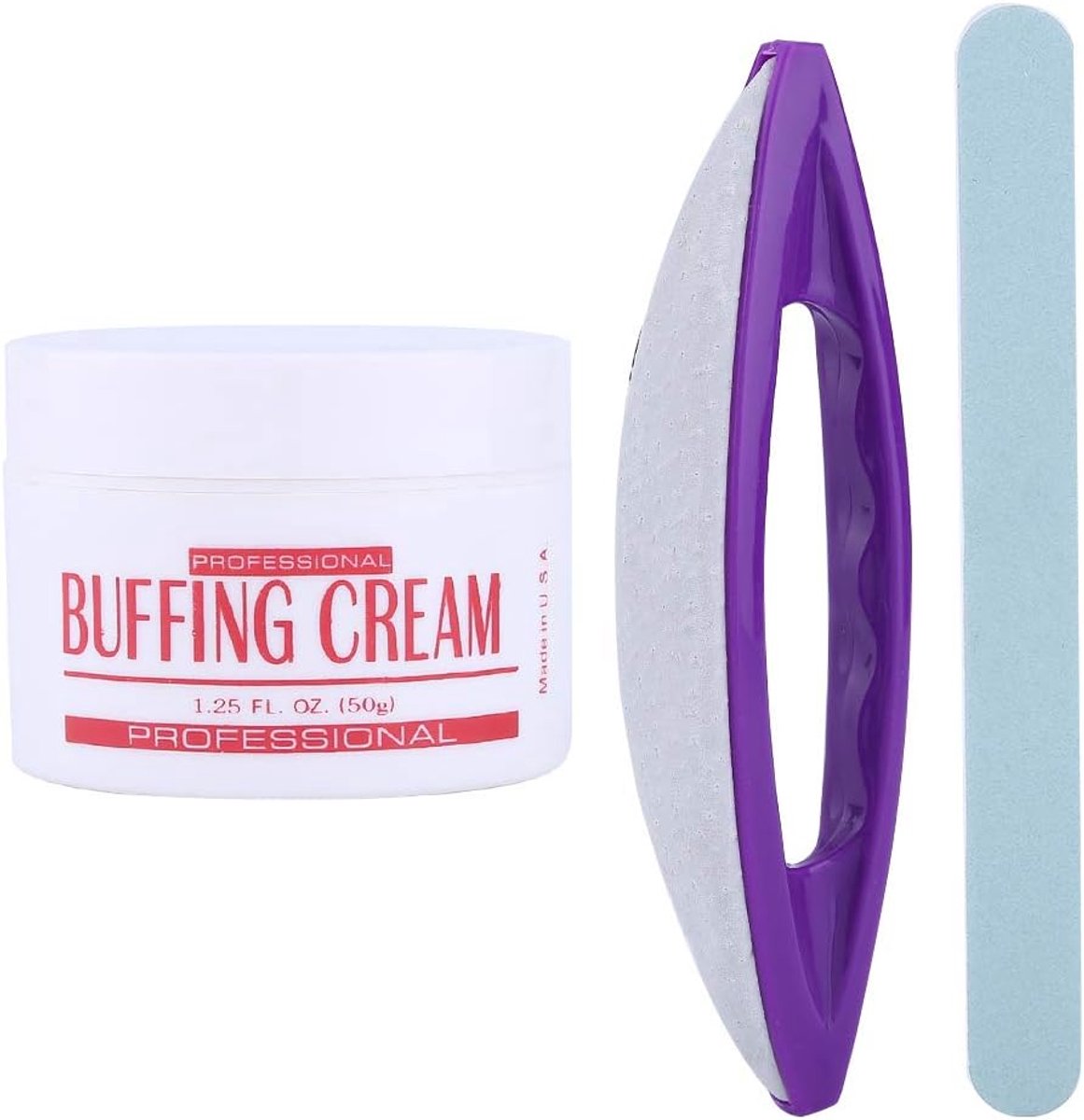 SnelShoppen - Nail buffer set 3-delig manicure set met polijstcrème, leren buffer en polijststrips voor salon en thuisgebruik, perfecte nagelverzorgin
