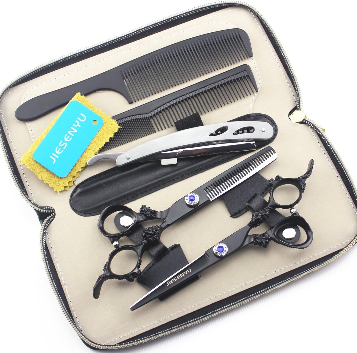 SnelShoppen - Professionele Haarscharen 6 Inch Roestvrij Staal Schaar voor Haar Knippen (Zwart) - Luxe Kappersschaar met Handgeslepen Bladen voor Perf