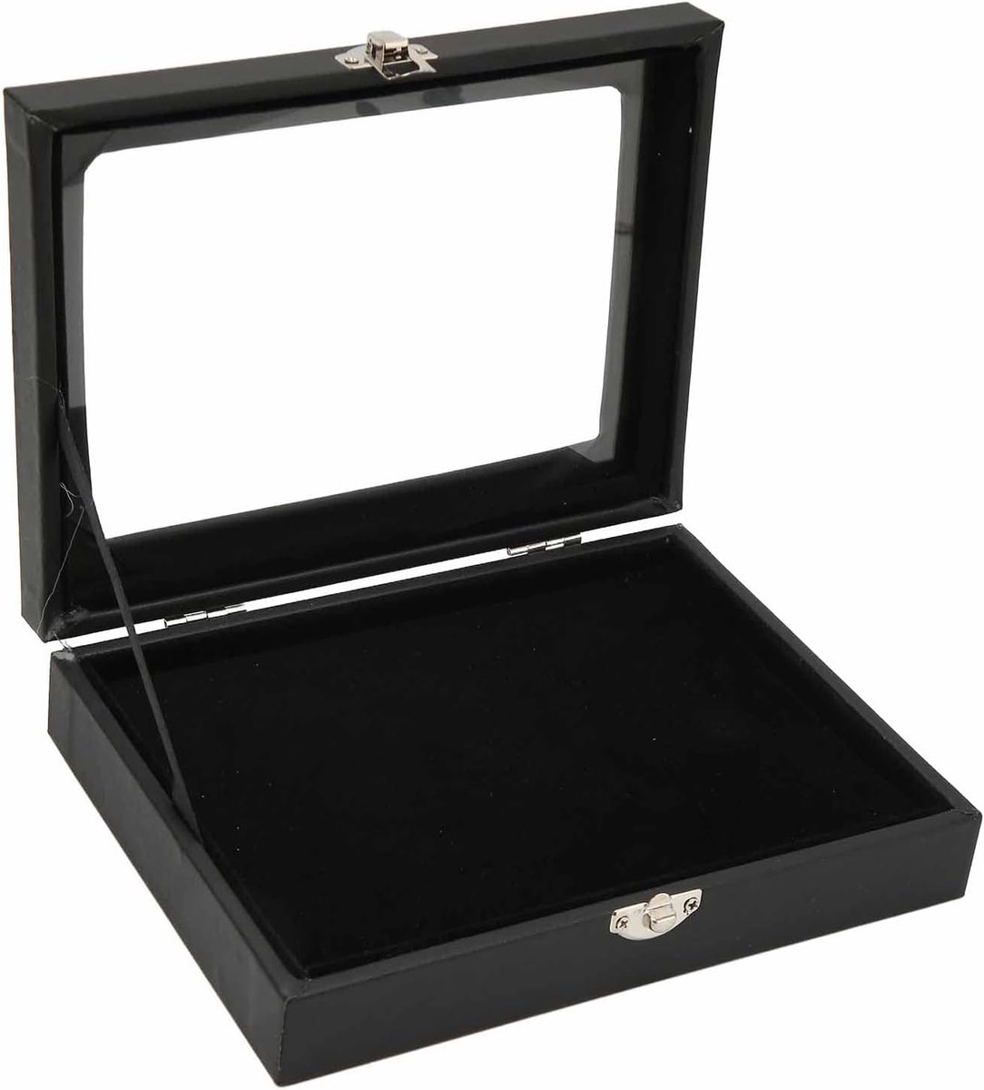 SnelShoppen - Dustproof Pin Display Case - Zwarte Shadow Box Met Veiligheidsglas - Grote Opbergruimte Voor Militaire Medailles, Sieraden, Insignia Rib