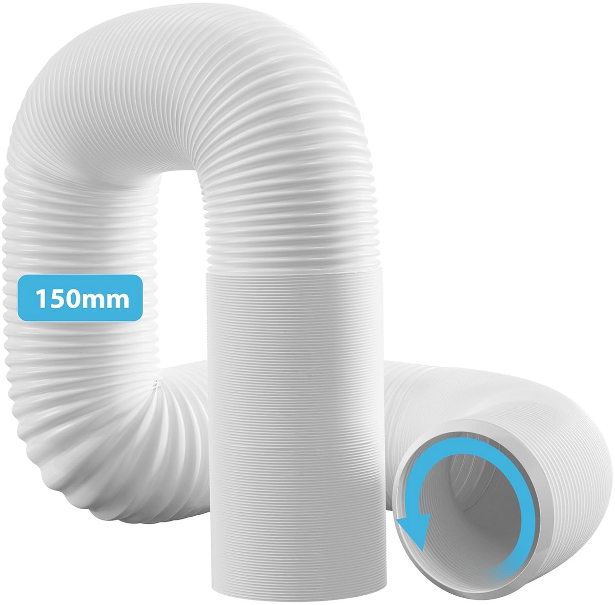 SnelShoppen - Flexibele Airconditioning Afvoerslang 150 mm tot 1.5 m - Duurzaam PP Materiaal - Slang voor Airco met Linksdraaiende Aansluiting - Ideaa