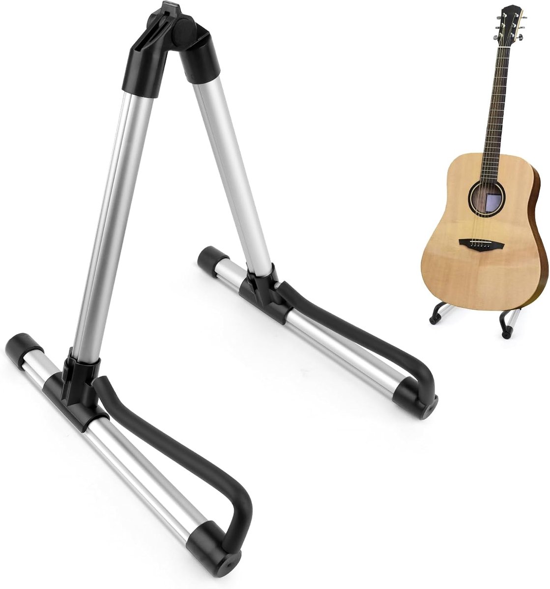 SnelShoppen - Universele Gitaarstandaard Aluminium A-Frame voor Elektrische, Akoestische, en Klassieke Gitaar & Basgitaar - Stabiele, Duurzame en Anti