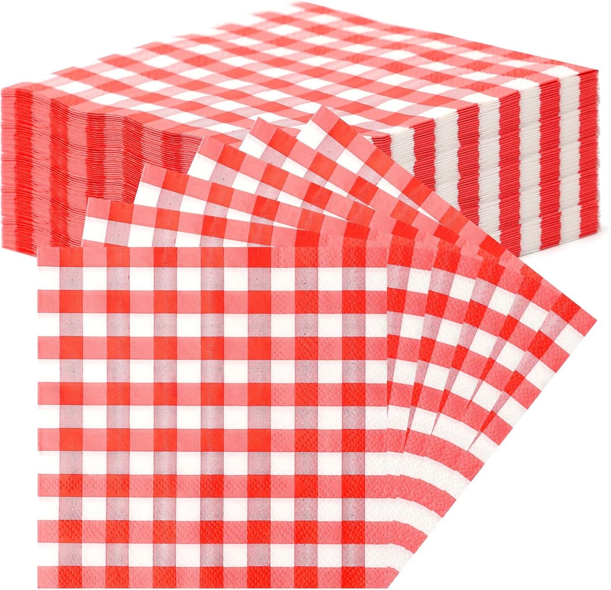 SnelShoppen - 40 Stuks Rode Witte Caricatuur Servetten Disposable Plaid Napkins, Perfect voor Feest, Restaurant, Bar, Keuken, Oktoberfest Decoratie