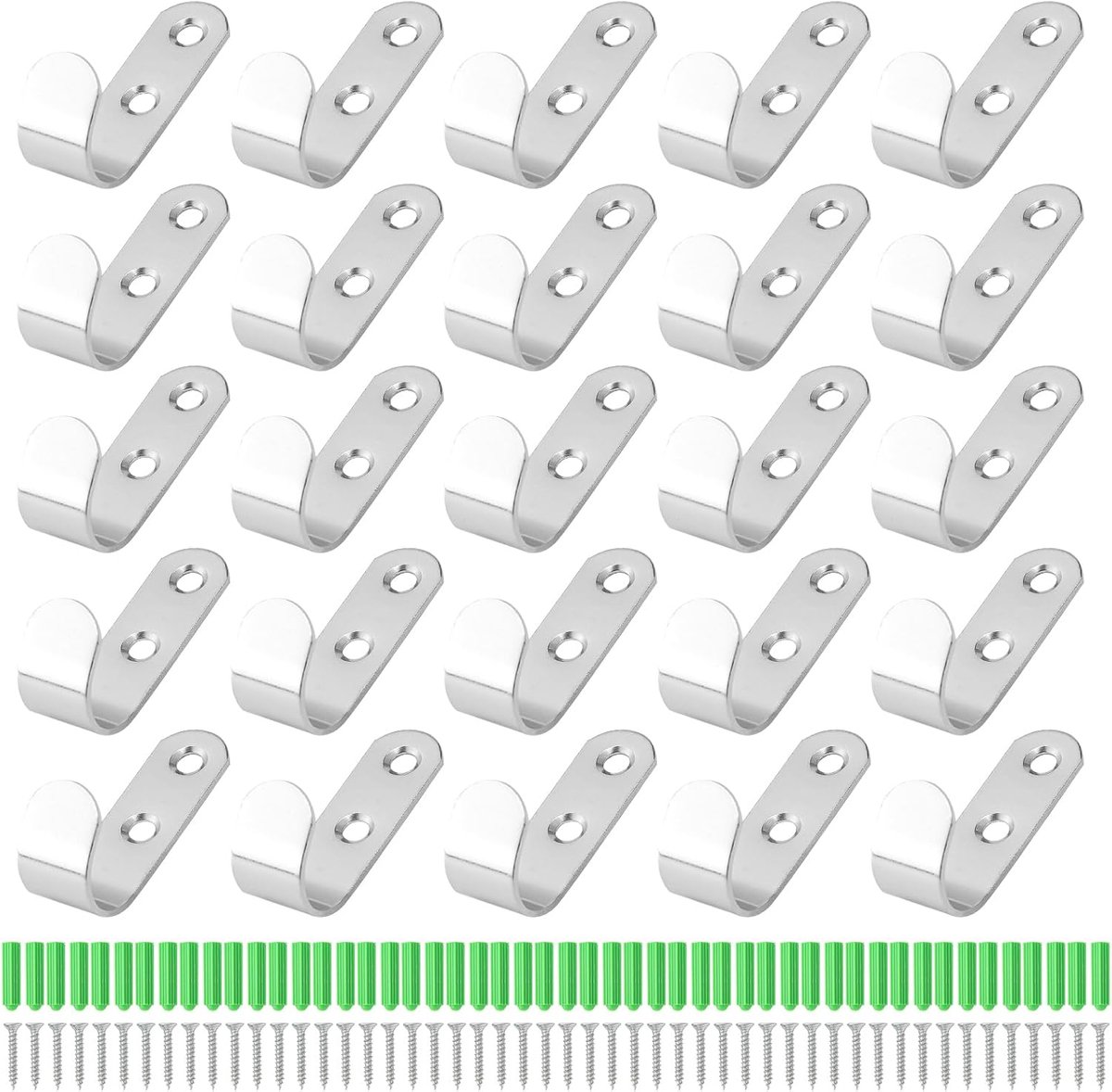 SnelShoppen - 25-Piece Multi-Purpose RVS Haak Set - Roestvrijstalen Wandhaken, Tarpaulin Fixatiehaken, Kleine Haken voor Garage en Huishoudelijk Gebru