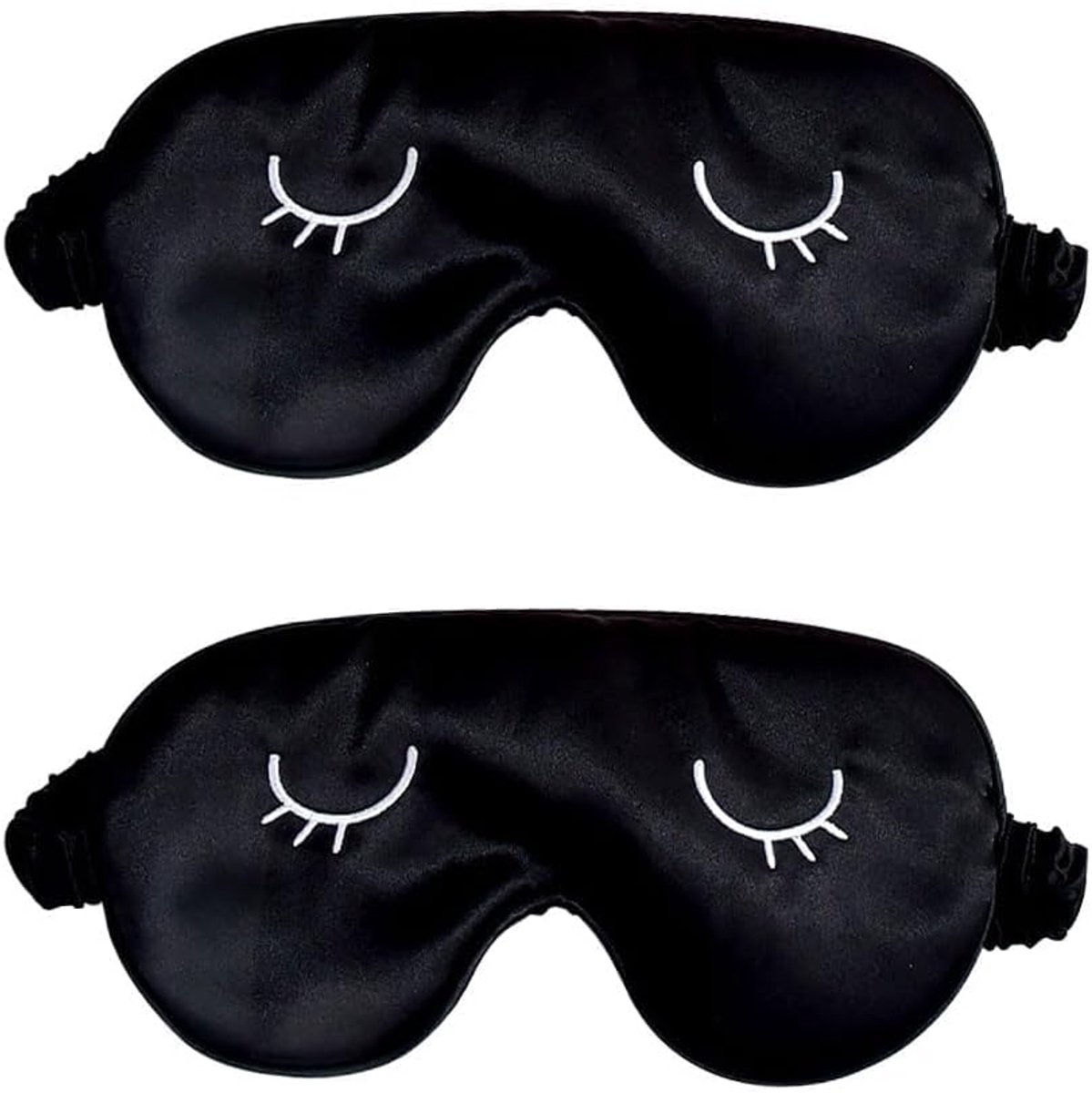 Thijox - Slaapmasker Set van 2 - Zwart Oogmasker voor Volwassenen en Kinderen - Licht Blokkerend Nachtmasker van Zacht Katoen en Satijn - Ideaal voor