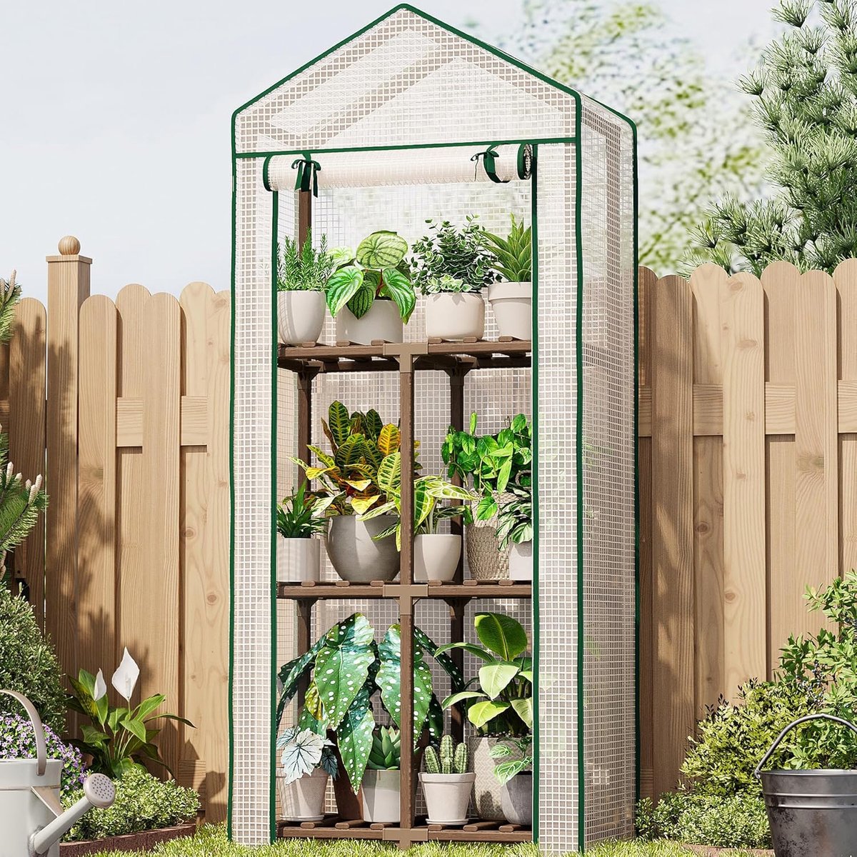 SnelShoppen - Mini Tuinhuisje voor Buiten - 3-Laags Herbruikbaar en Draagbaar - Warmhuis met PE Deksel - Compact Voor Tuin en Achtertuin - Stevige Euc