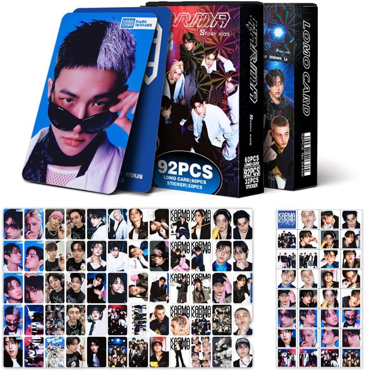 SnelShoppen - Kpop Karma Set 60 Lomo Cards en 32 Stickers voor Fans - Stray Kids Collectie - Hoogwaardige Kwaliteit - Perfect voor Verzamelingen en Ca