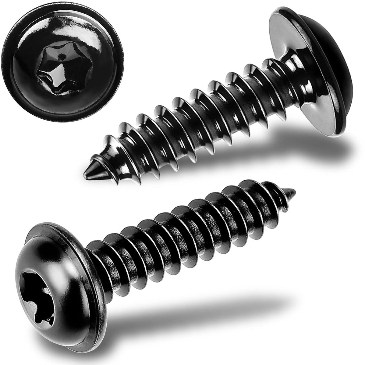 SnelShoppen - Pack van 40 Zwart M4 x 18 mm Houtschroeven Torx RVS Zelftappende Platen Schroeven met Disc voor Geluidspanelen en Meer