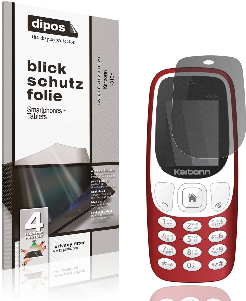 dipos – Matte Privacy Screenprotector geschikt voor Karbonn K310n | Anti-Spy Beschermfolie