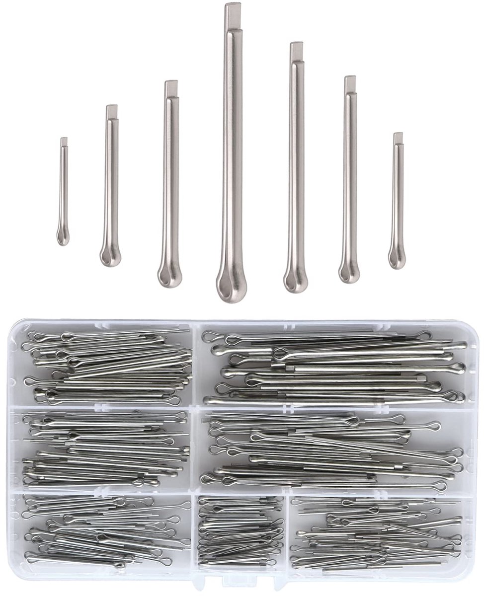 SnelShoppen - 215-delige RVS Splitpennen Set in 7 Maten (M1, M1.5, M2, M2.5, M3) voor Auto, Marine, Machines, Motorfiets, Fiets - Corrosiebestendig, D