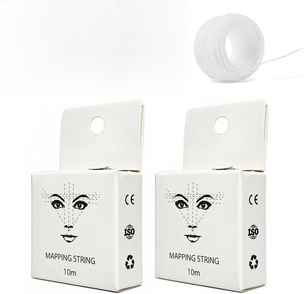SnelShoppen - 2 stuks witte wenkbrauwdraad voor microblading, 20 m voorgeïmpregneerde markeringsdraad voor semi-permanente tatoeages en wenkbrauwverf,
