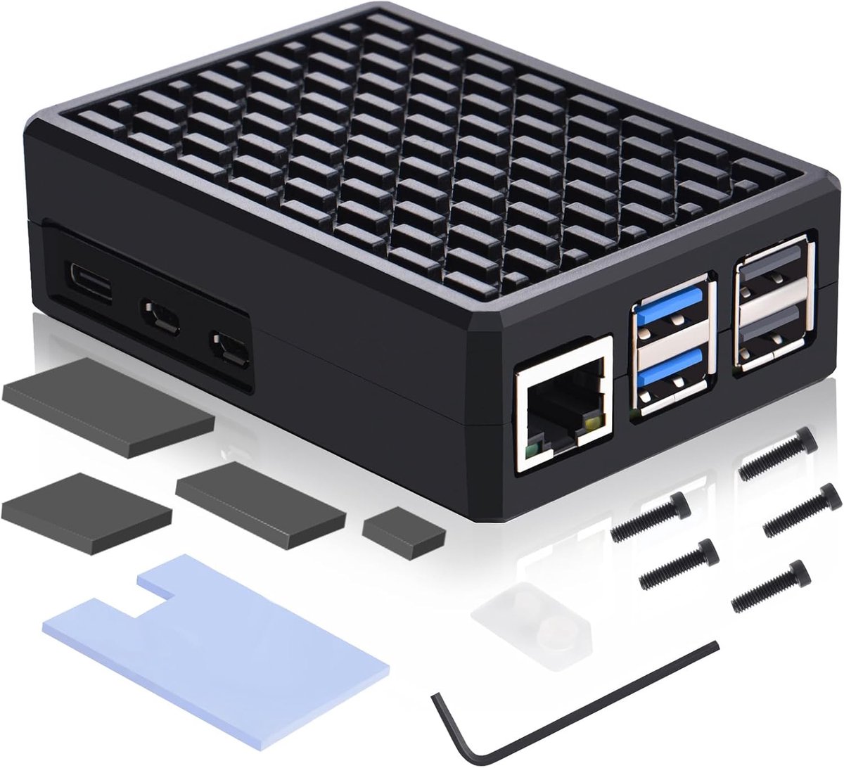 SnelShoppen - Raspberry Pi 5 Behuizing Aluminium Case V5 met Passieve Koeling, Heatsink Koeler voor 4GB/8GB, Ideaal voor Projecten en DIY