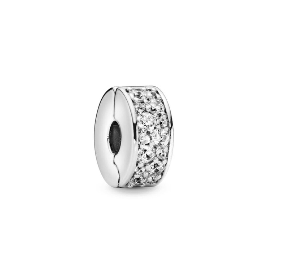 Fler® | Bedel | Past op populaire bedel armbanden (standaard-3mm) | armbandbedel | Transparante Pavé Clip Bedel | Clipbedel Charm | 925 Sterling Zilver | Zirkonia transparant | Armband Kraal |Kerstcadeau | Sinterklaas kado | Valentijnsdagcadeau