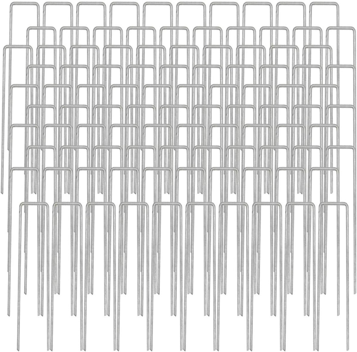 SnelShoppen - 100 Stuks Ø3mm Grondankers - 150x25mm Fixeerankers van Staal - Sterke Grondspikes voor Tuin, Camping, Gras en Kunstgras