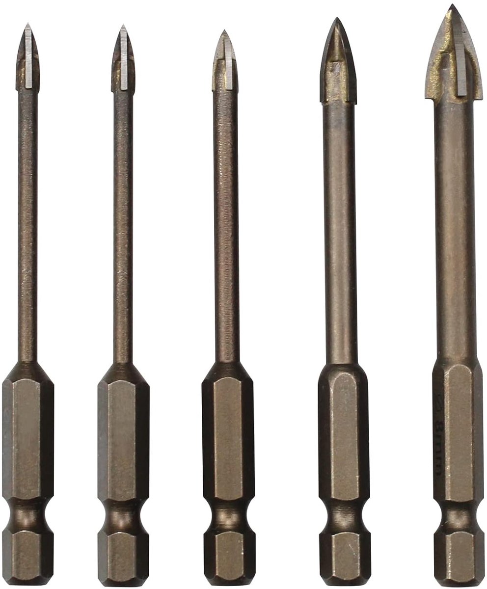 SnelShoppen - Set van 5 Triangulaire Boorbits voor Tegels, Universele Carbide Boor Gereedschap voor Glas, Tegels, Beton, Marmer en Keramiek (3/4/5/6/8