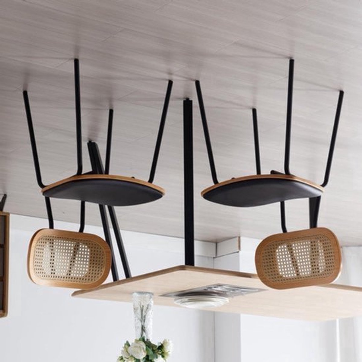 Eetkamerstoelen – Stoelen – Keukenstoelen – Set Stoelen – Design Stoelen – Zwart – Rieten