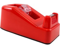 SnelShoppen - Tape Dispenser voor Bureau - Compacte Celo Tapehouder met Gewicht en Antislip Basis - Geschikt voor 33 Meter Adhesive Tape - Rood - Idea