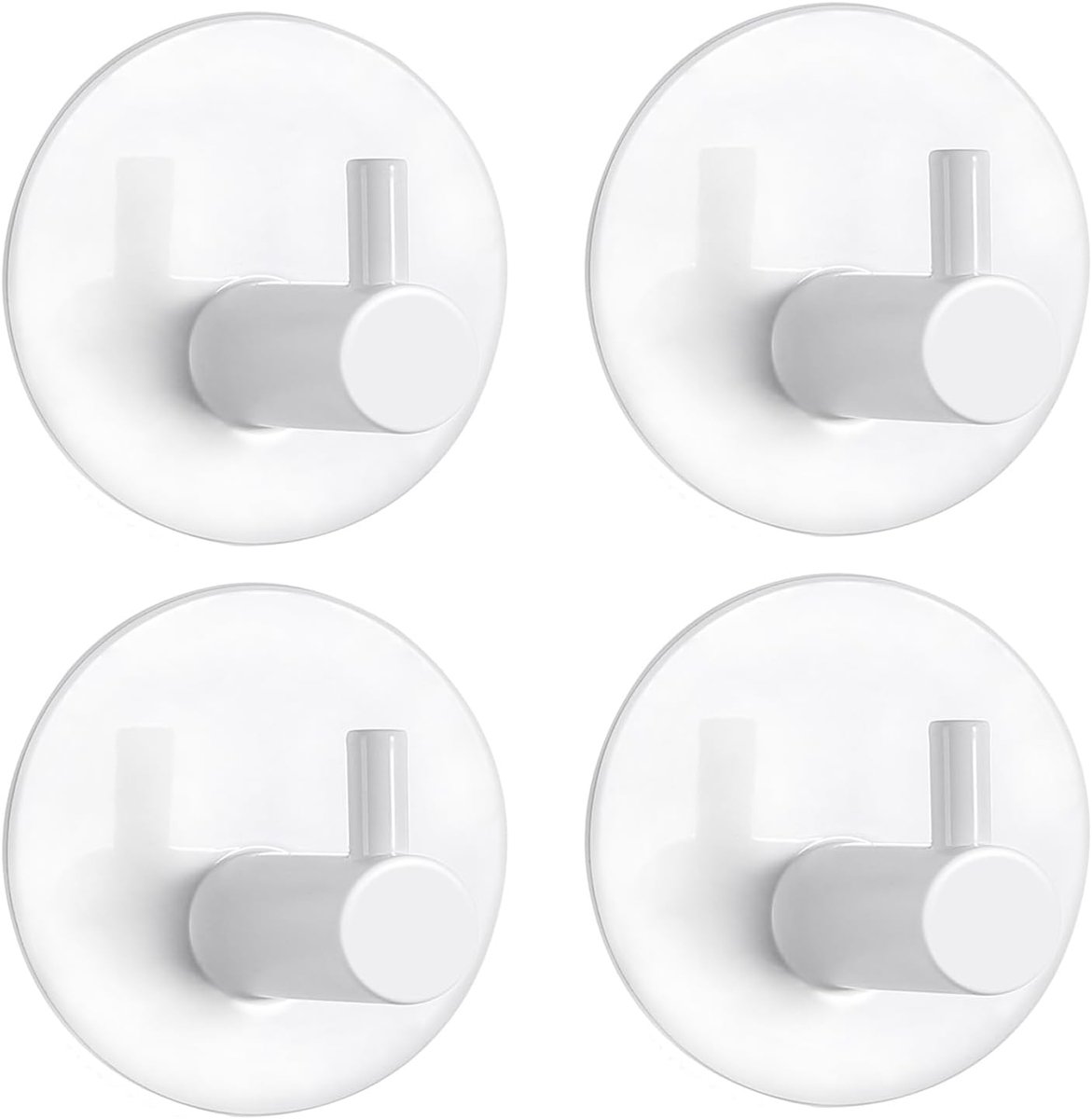 SnelShoppen - Self Adhesive Handdoekhaken - Waterdichte RVS Wandhaken - Geen Boren - Sterke Plakhaak - 4 Stuks - Wit - Voor Badkamer, Toilet, Keuken,
