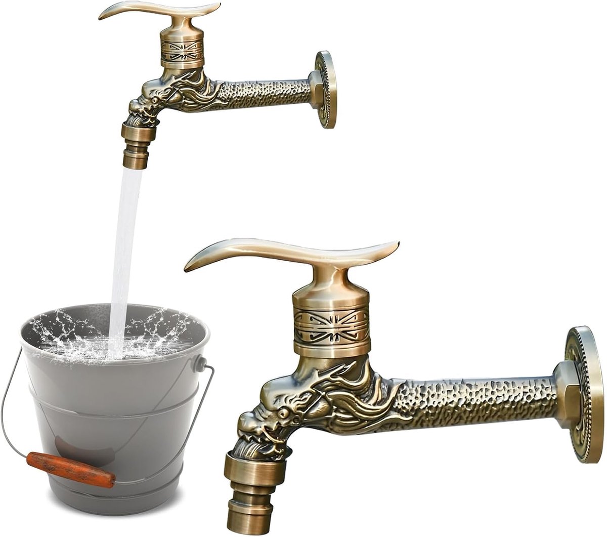 SnelShoppen - Vintage Tuinkraan Waterkraan 1/2 Inch Wandgemaakt Koudwateraansluiting voor Badkamer Tuin Keuken - Robuust en Duurzaam Antioxidant Mater