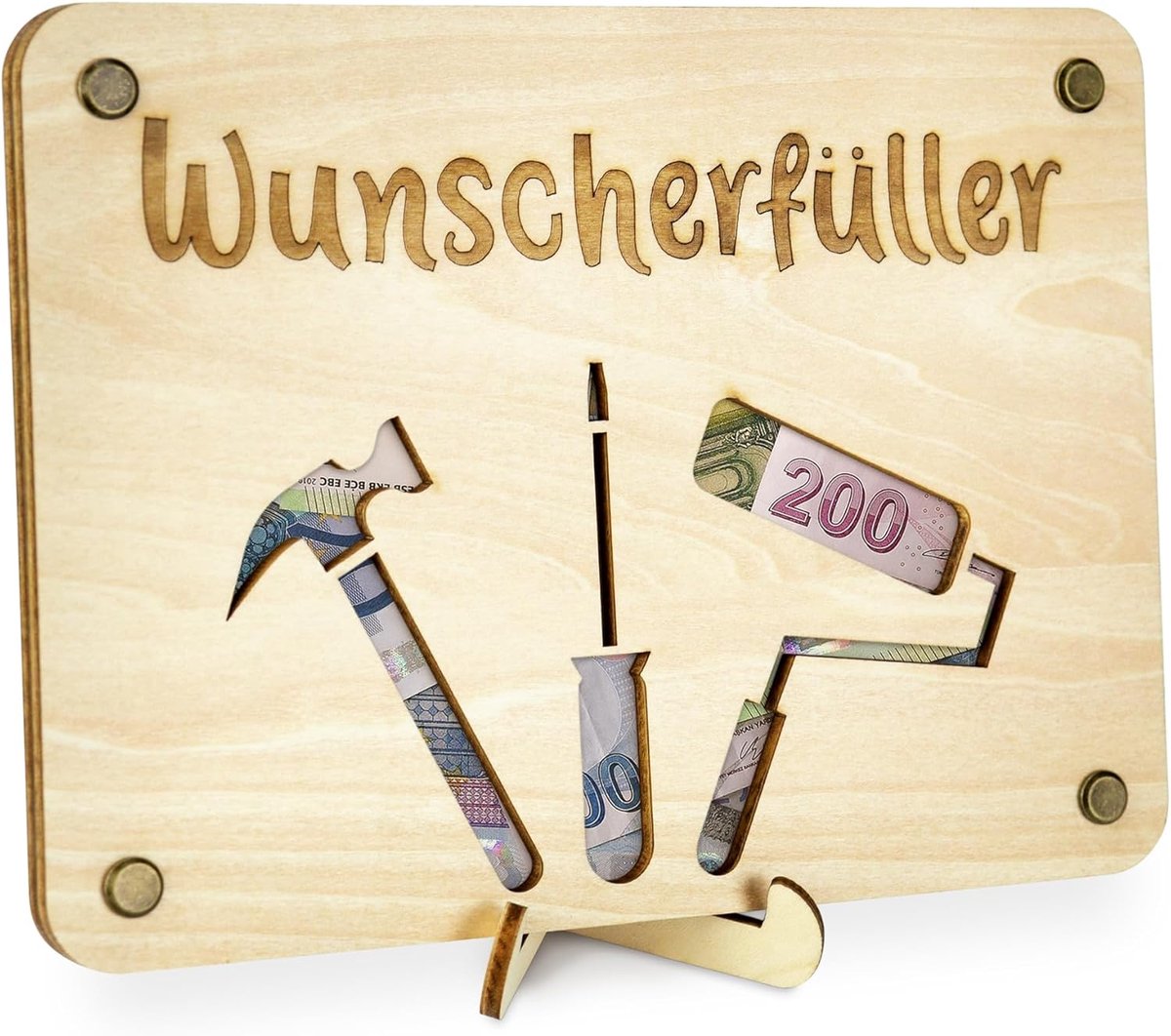 SnelShoppen - Houten Spaarpot voor Geldcadeaus - Elegante Money Box - 20x15cm - Perfect voor Verjaardag, Bruiloft, Doop en Bevestiging - Luxe Design