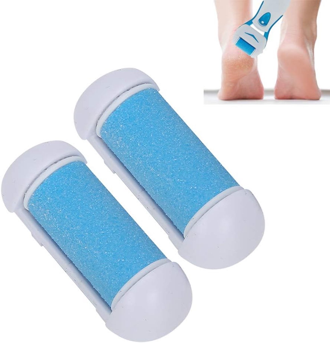 SnelShoppen - 2x Vervangende Roller Heads voor Elektrische Eeltverwijderaar, Professionele Pedicure Tool voor Glad en Zacht Voeten, Hoogwaardige Mater