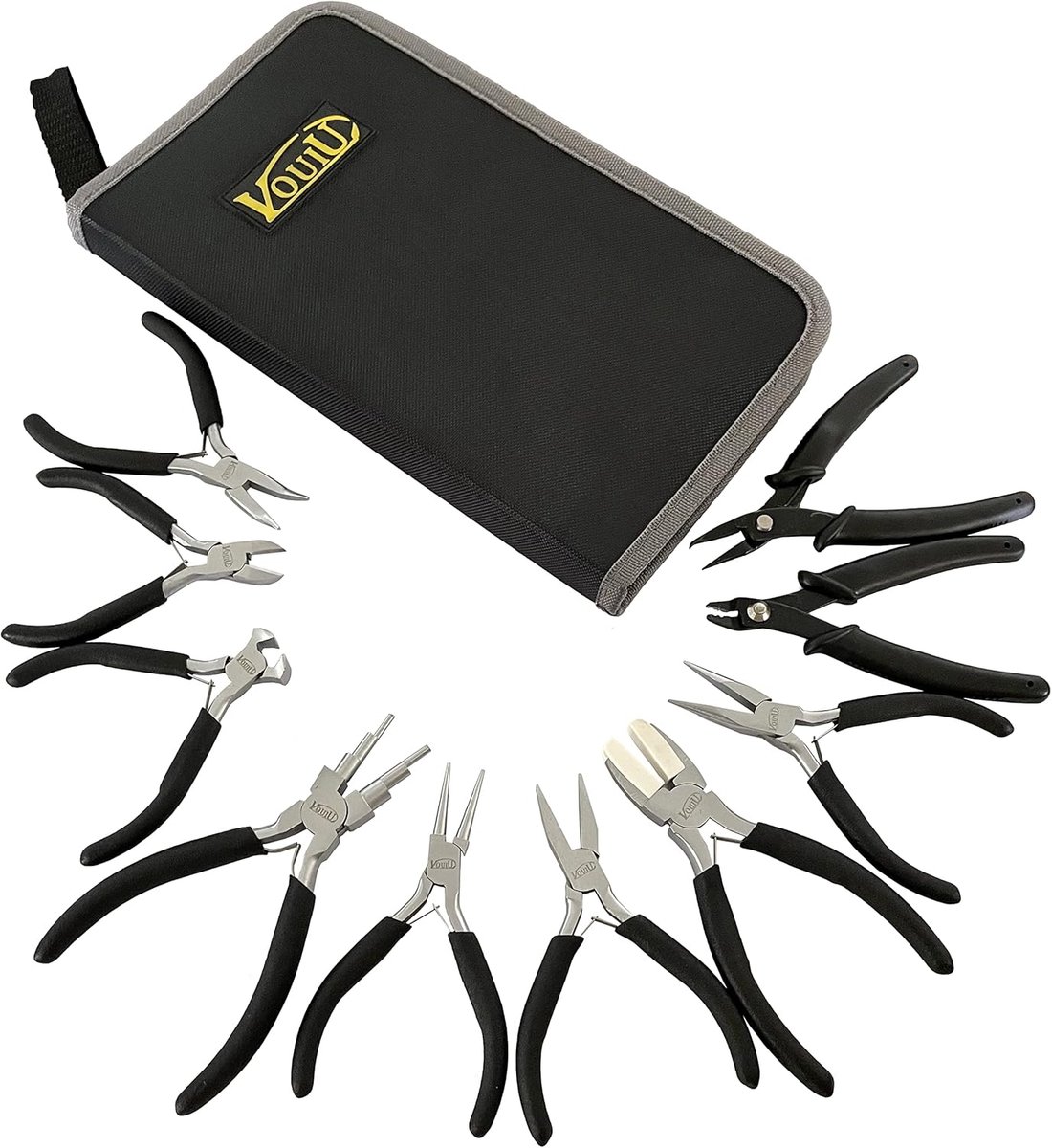 SnelShoppen - 10-delige Gereedschapset voor Sieraden maken - Plooi-, Knip-, en Tangenset van Hoogwaardig Staal met Antislip Handvatten - Ideaal voor B