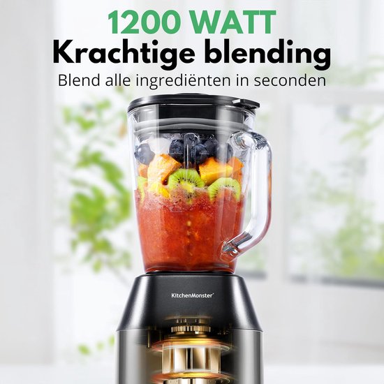 SnelShoppen - Blender Pro 1200 Watt - Smoothie Maker 1.5 Liter met 3 standen voor perfecte smoothies, soepen en sauzen in de keuken van Snelshoppen — afbeelding 3