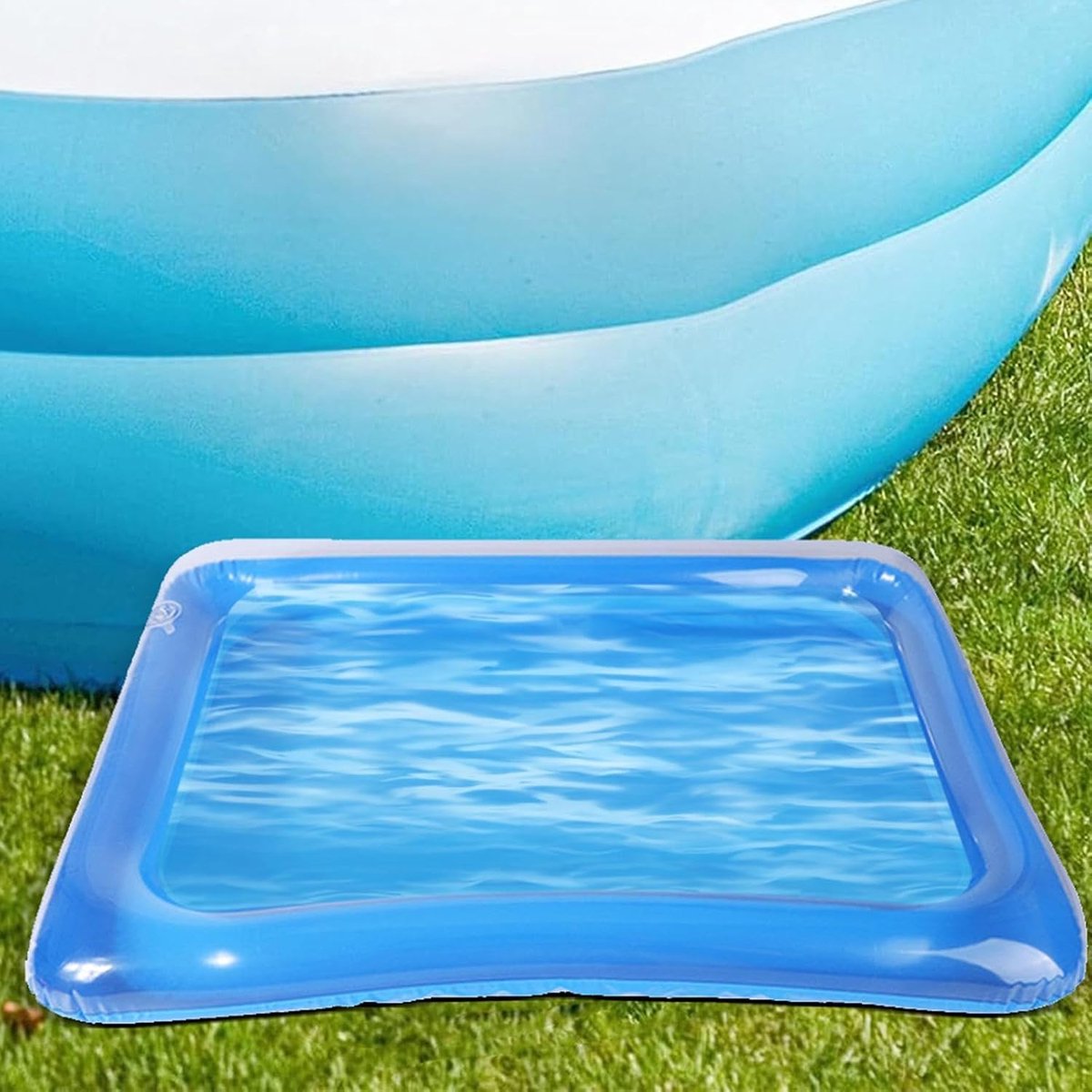 Opblaasbaar voetenbad, 60 x 45 cm, blauw pvc-voetenbad voor zwembaden en spa's, inclusief pomp, voor zwembadtrappen