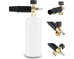 SnelShoppen - Foam Cannon - YUET Snow Foam Lance - 1 Litre Foam Dispenser met Verstelbare Nozzle - Hoogwaardige Messing - Auto Was - 64mm 1/4" Quick D