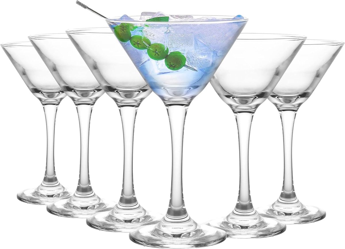 SnelShoppen - Set van 6 Martini Glazen - Cocktail Glazen van Kristal - 160 ml - Perfect voor Feesten, Restaurants en Thuisgebruik - Vaatwasserbestendi
